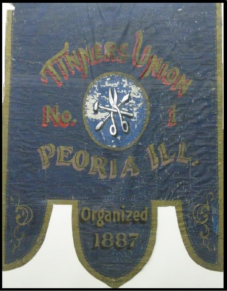 Picture of 1887 BANNER FROM ORIGINAL PEORIA TINNER'S UNION #1