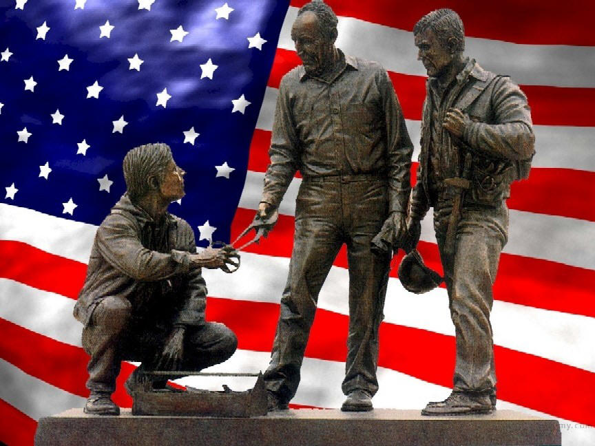 Picture of Generations sculpt w/ U.S. Flag background